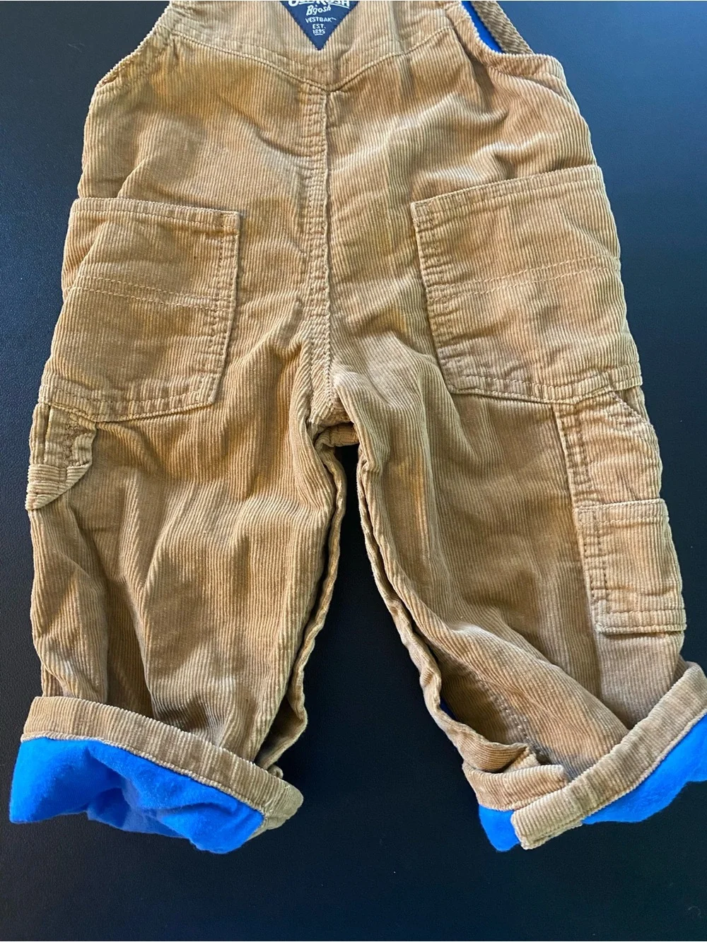 Oshkosh B’gosh Brown Corduroy Lined Overalls 9 Months Baby Boy